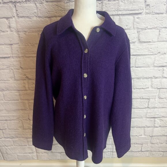 Appleseeds Women’s NWT Casual 100% Wool Lagenlook Button Down Size Large - Picture 1 of 8